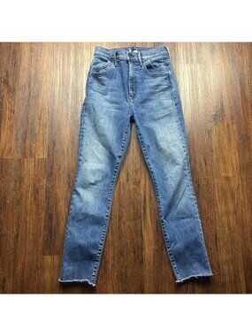 Mother The Stash Swooner Ankle Fray Jeans Chick Flick Medium Wash Size 26